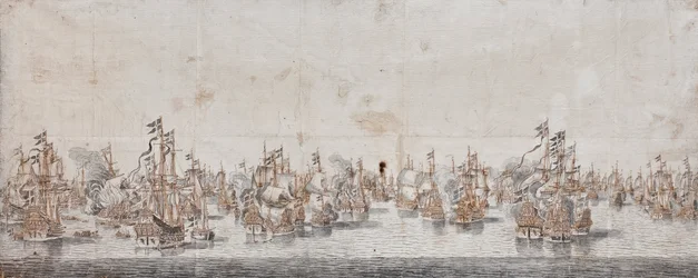 Batalha de Fehmarn, c.1650 (tinta e tinta no papel)
