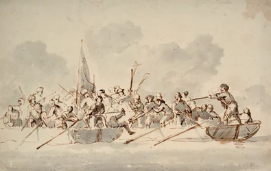 Uma luta em barcos com piratas da Barbária, c.1685 (desenho)