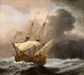 The English Ship Hampton Court in a Gale, 1678-80.  