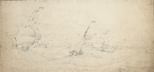 Um esquadrão de retaguarda holandês a ir para barlavento num mar agitado, c.1672 (grafite)