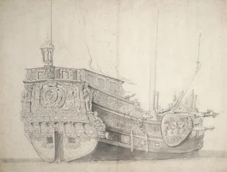 Retrato de um iate de um príncipe holandês, c.1660 (grafite, lavagem cinzenta)