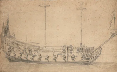 Retrato de um inglês de quarta classe, cerca de 42 armas, c.1675 (lápis, aguada)