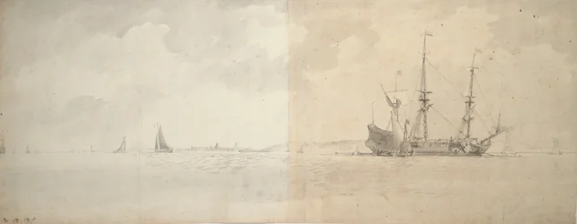 Uma nau holandesa ancorada, c.1666 (grafite)