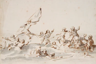 Uma luta de barcos, c.1685 (caneta, tinta)