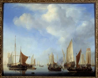 A Pintura da Pequena Frota por Willem Van de Velde II o Jovem (1633-1707)