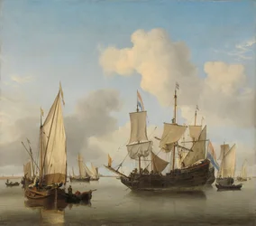 Navios ancorados na costa, c.1660 (óleo sobre tela)