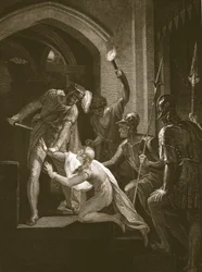 Morte de Arthur, gravada por J. Fittler, ilustração de 
