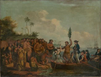 Desembarque do Capitão Cook em Middleburg, Ilhas Amigas