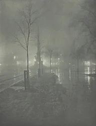 Wet Night, Columbus Circle, New York, c. 1897.