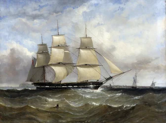 O barco "Mountstewart Elphinstone" ao largo. Óleo sobre tela