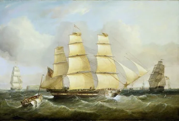O navio "Morley" e outros barcos. Óleo sobre tela
