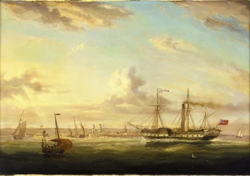O navio a vapor com rodas "Superb", ao largo da costa de Folkstone (Inglaterra). Óleo sobre tela