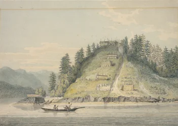 Aldeia de índios amigáveis, à entrada do canal de Bute