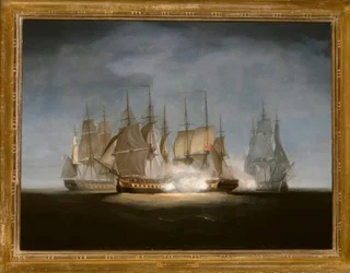 HMS Sibylle atira no Forte, 1799 - Gem. V. W.Anderson