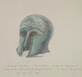 Antigo capacete de latão do Museu Britânico, Holborn, Londres, 1784