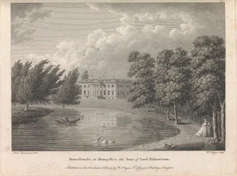 Broadlands in Hampshire, the Seat of Lord Palmerston (publicado por W. Angus), placa 1; página 42 (Volume Um)