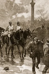 Domingo sangrento: Os guardas da vida segurando Trafalgar Square, 1887, ilustração de &39;História Ilustrada de Cassell da Inglaterra&39; (foto sépia)