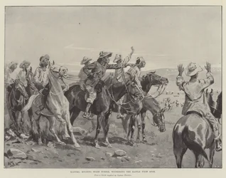 Kaffirs, segurando cavalos de reposição, testemunhando a batalha de Afar