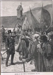 Padrão dos irlandeses em Mullinahone, ilustração da "História ilustrada da Inglaterra" de Cassell, publicada em 1910
