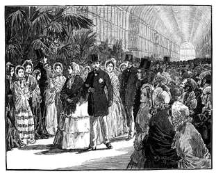 Visita real e imperial ao Palácio de Cristal, década de 1850, c1888.