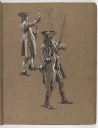 Estudo para a pintura a óleo de William Barns Wollen, A Batalha de Lexington 1775