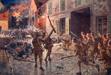 Os Coldstream Guards em Landrecies, agosto de 1914