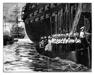Visita da rainha ao imperador e imperatriz dos franceses em Cherbourg, França, 1858.