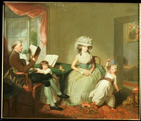Um retrato de grupo do Sr. e da Sra. Hayward com seus filhos, Mathilda e George, c.1789