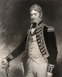 Sir Thomas Troubridge, 1º Baronete, gravado por W. Holl, da &39;National Portrait Gallery, volume IV&39;, publicado c.1835