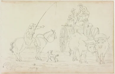 Oxcart Bloqueando o Caminho (lápis sobre papel (em papel com M754))