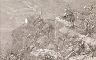 Atacando o Castelo (caneta e tinta com a cor do corpo)
