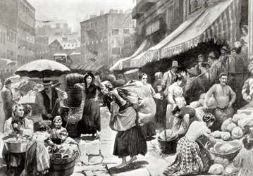 Mulberry Bend Italian Colony em Nova York, ilustração na revista &39;Harper&39;s Weekly&39;