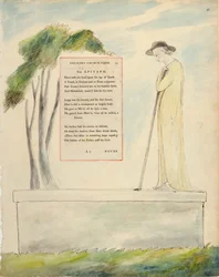 A Shepherd Reading the Epitaph, de Elegy Written in a Churchyard, de &39;The Poems of Thomas Gray&39;, publicado em 1797-98 (aquarela e tinta preta sobre papel)