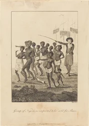 Grupo de pessoas negras, importadas para serem vendidas como escravos, 1793.