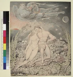 Ilustração 5 do "Paraíso Perdido" de Milton: Satanás a observar os esforços de Adão e Eva