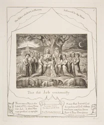 Jó e sua família, das Ilustrações do livro de Jó, 1825-26.