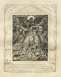 O Livro de Jó: Pl. 3, teus filhos e tuas filhas estavam comendo e bebendo vinho ..., 1825.