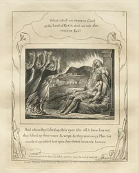 O Livro de Jó: Pl. 7, e quando levantaram os olhos ao longe e não o conheciam ..., 1825.