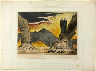 O Círculo dos Falsificadores: Dante e Virgílio cobrindo seus narizes por causa do fedor. Inferno, canto XXIX