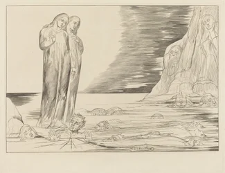 O círculo dos traidores; o pé de Dante atinge Bocca degli Abbate