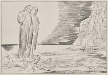 O Círculo dos Traidores: O Pé de Dante batendo Bocca degli Abbate, do Inferno de Dante, Canto XXXII Ilustração para A Divina Comédia de Dante