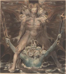 O Grande Dragão Vermelho e a Besta do Mar, c.1805 (caneta e tinta com aquarela sobre papel)
