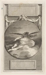 Figura alada voando através das nuvens, ca. 1780-87.