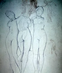 Três Nus (lápis sobre papel)