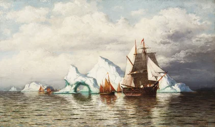 Entre os icebergs, costa no Labrador,