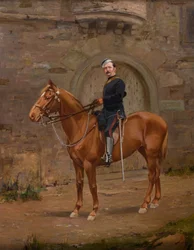 Um oficial voluntário a cavalo