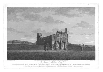 Vista oeste da capela do rei Edwards na ponte Wakefield, no condado de York, c1800