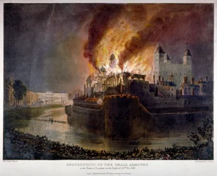 Destruição do arsenal na Torre de Londres pelo fogo, 30 de Outubro de 1841