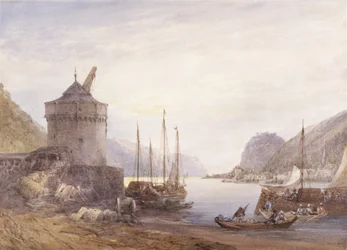 Andernach On The Rhine (aguarela sobre papel de trama branca)