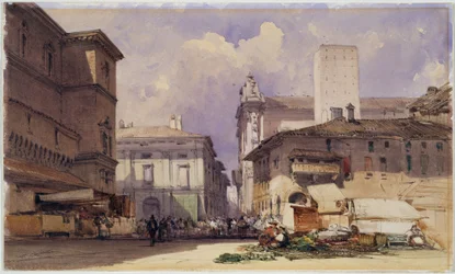 Via dell "Independenza com o Palazzo Comunale, Bolonha, 1892
